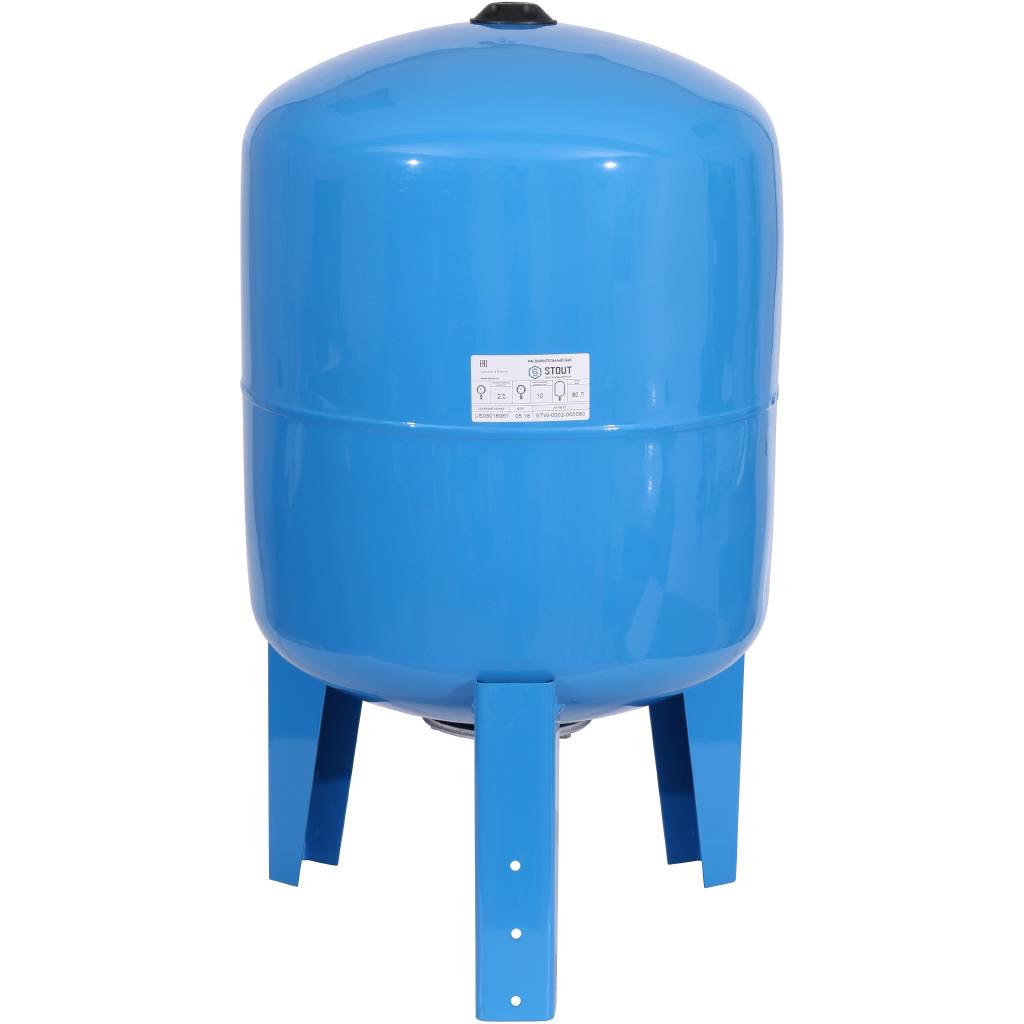 STOUT STW-0002 Расширительный бак, гидроаккумулятор 80 л. вертикальный (цвет синий) — фото 2