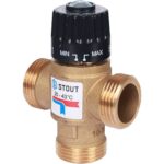 STOUT SVM-Термостатические SVM-0120-164325 STOUT Термостатический смесительный клапан для систем отопления и ГВС. G 1” M, 20-43°С KV 1,6 м3/ч — фото 1