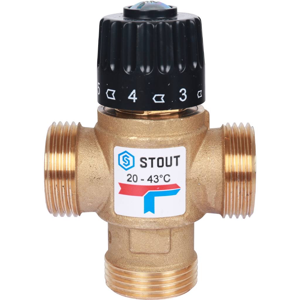 STOUT SVM-Термостатические SVM-0120-164325 STOUT Термостатический смесительный клапан для систем отопления и ГВС. G 1” M, 20-43°С KV 1,6 м3/ч — фото 3