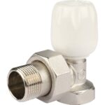 STOUT SVRs Клапан ручной терморегулирующий с неподъемным шпинделем, угловой 3/4″ — фото 1