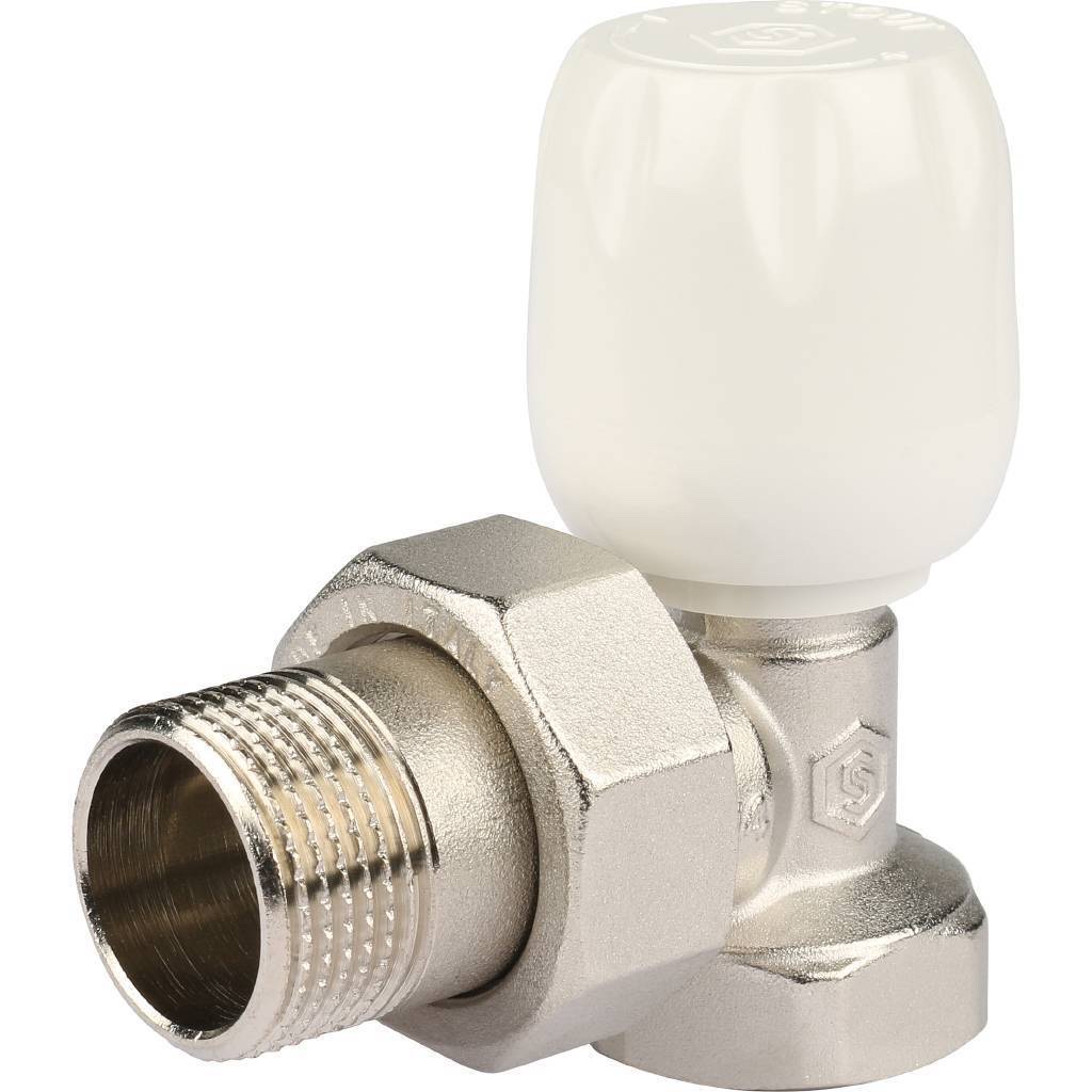 STOUT SVRs Клапан ручной терморегулирующий с неподъемным шпинделем, угловой 3/4″