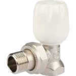 STOUT SVRs Клапан ручной терморегулирующий с неподъемным шпинделем, угловой 1/2″ — фото 1