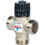 STOUT Термостатический смесительный клапан для систем отопления и ГВС 1 НР 35-60°С KV 1,6 — фото 1