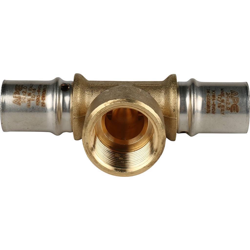 STOUT Тройник-переходник с внутренней резьбой 20х3/4 х20 для металлопластиковых труб прессовой — фото 3